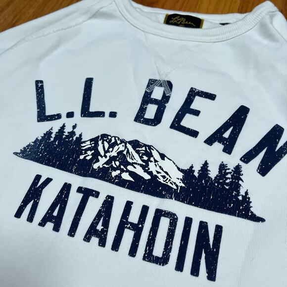 LL Bean Todd Snyder Organic Cotton Sweatshirt Mt Katahdin Graphic Ivory Small - Picture 2 of 9